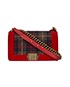 Chanel Medium Tartan Boy Bag 18371436, &pound;1,500, Handbags, Green/Red, Fabric/Leather/Velvet, Front view